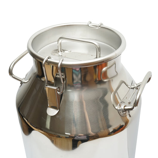 Brocca per latte in acciaio inox con coperchio da 50 litri con rubinetto per mungitrice per mucche Breckner Germany