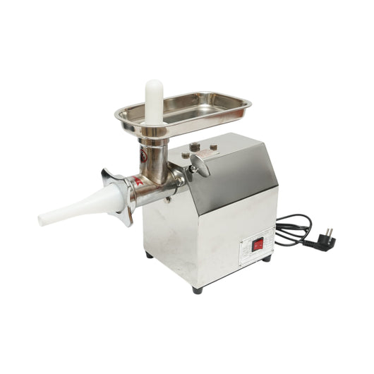 Tritacarne elettrico in acciaio inox 600W, 220V, capacità 100 kg/h, adattatore per salsicce, 2 setacci e 2 coltelli inclusi 340x185x365mm