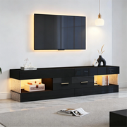 MOBILE TV 152x35x40 cm Nero in pannello di legno con LED