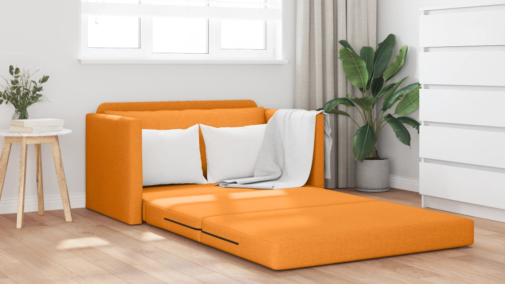 Divano letto a pavimento 2 in 1 Giallo Scuro 124x71x78 cm Tessuto