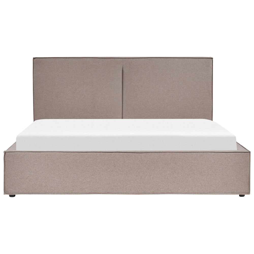 Letto king size 180 x 200 cm Grigio Tortora Rivestimento in tessuto Ottomana di contenitore Telaio a doghe Camera da letto moderna contemporanea