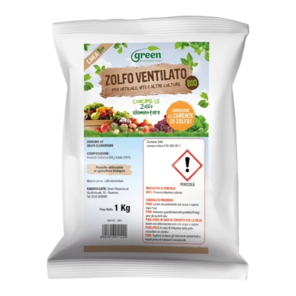 ZOLFO VENTILATO biologico CONTRO MALATTIE FUNGINE funghi 1 KG GREEN