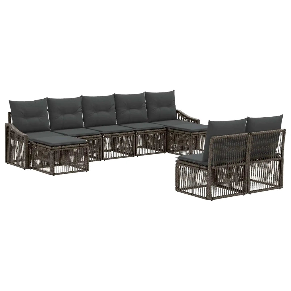 Set Divano da Giardino 9 pcs Grigio polyrattan 3436121