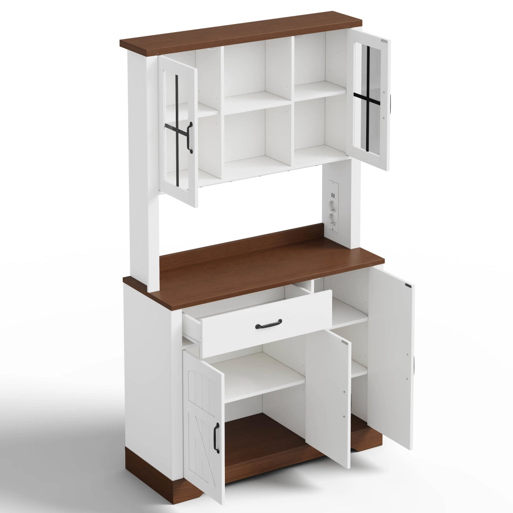 Armadio Dispensa Vintage con Cassetti, Ripiani e LED ¨C MINIMAL ¨C 185x105x40