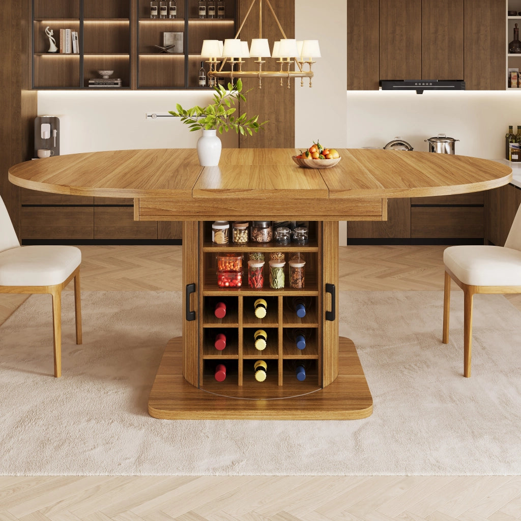 Tavolo allungabile da sala da pranzo con ampio vano contenitore; ripiani removibili; per cucina e soggiorno; 118 × 118 × 76 cm