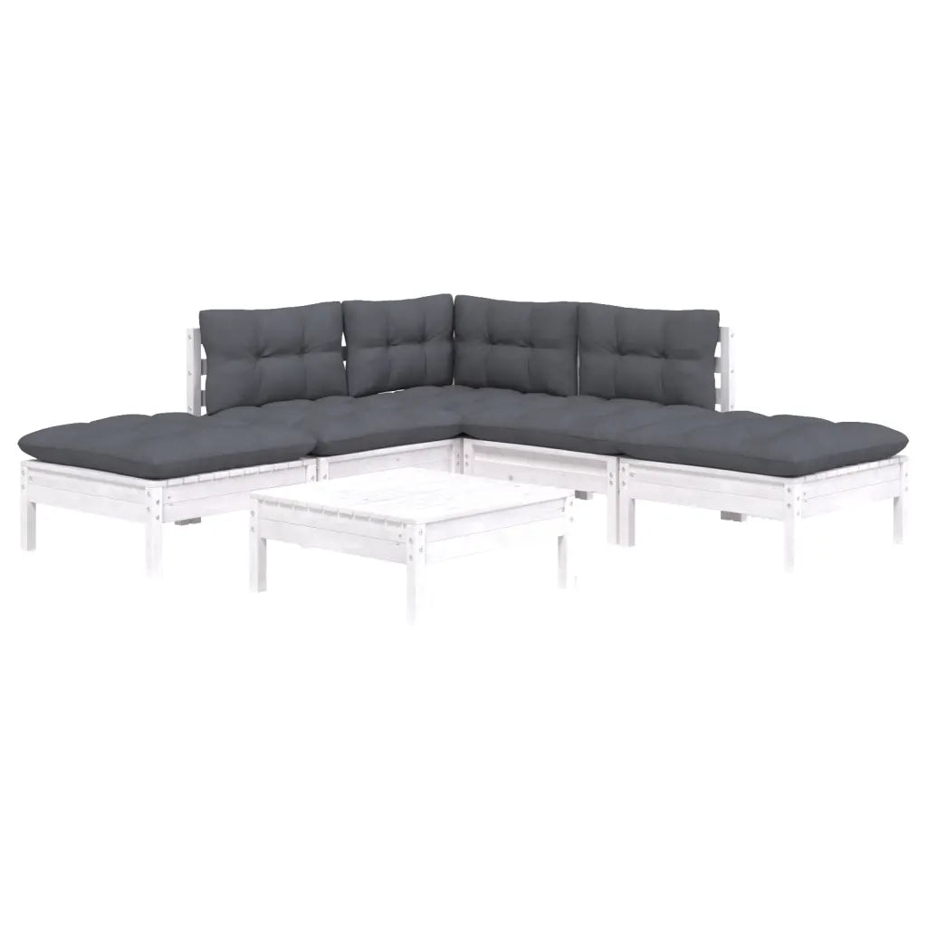 Set Divani da Giardino 6 pz con Cuscini Bianchi Legno di Pinocod mxl 97515