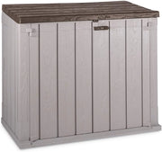 Baule porta attrezzi da esterno in resina Stora Way 842 litri con doppia apertura colore grigio talpa e marrone Toomax