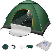 Tenda da Campeggio Automatica Instant, 3-4 Posti Tenda da Spiaggia, Protezione UV Idrorepellente 50+ Fattore di Protezione Solare Tenda da Campeggio Portatile Leggera con Doppia Porta per Giardino, Pic-Nic