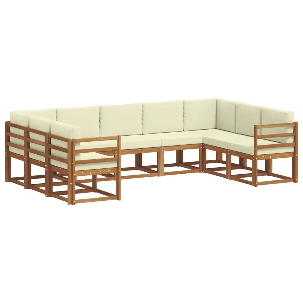 Set di divani da esterno con cuscino 9 pcs Naturale e Crema 3366968