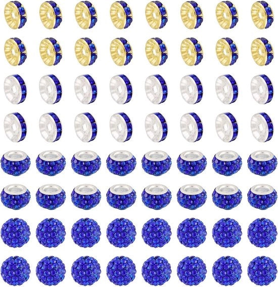 120 pezzi di pasta di vetro blu 10 mm strass perle a disco rotondo con buco grande perle strass cristallo perle per gioielli in cristallo perle per decorare gioielli