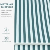 Tenda da Sole a Bracci per Esterno con Manovella, Metallo e Poliestere, 295x250cm Verde e Bianco