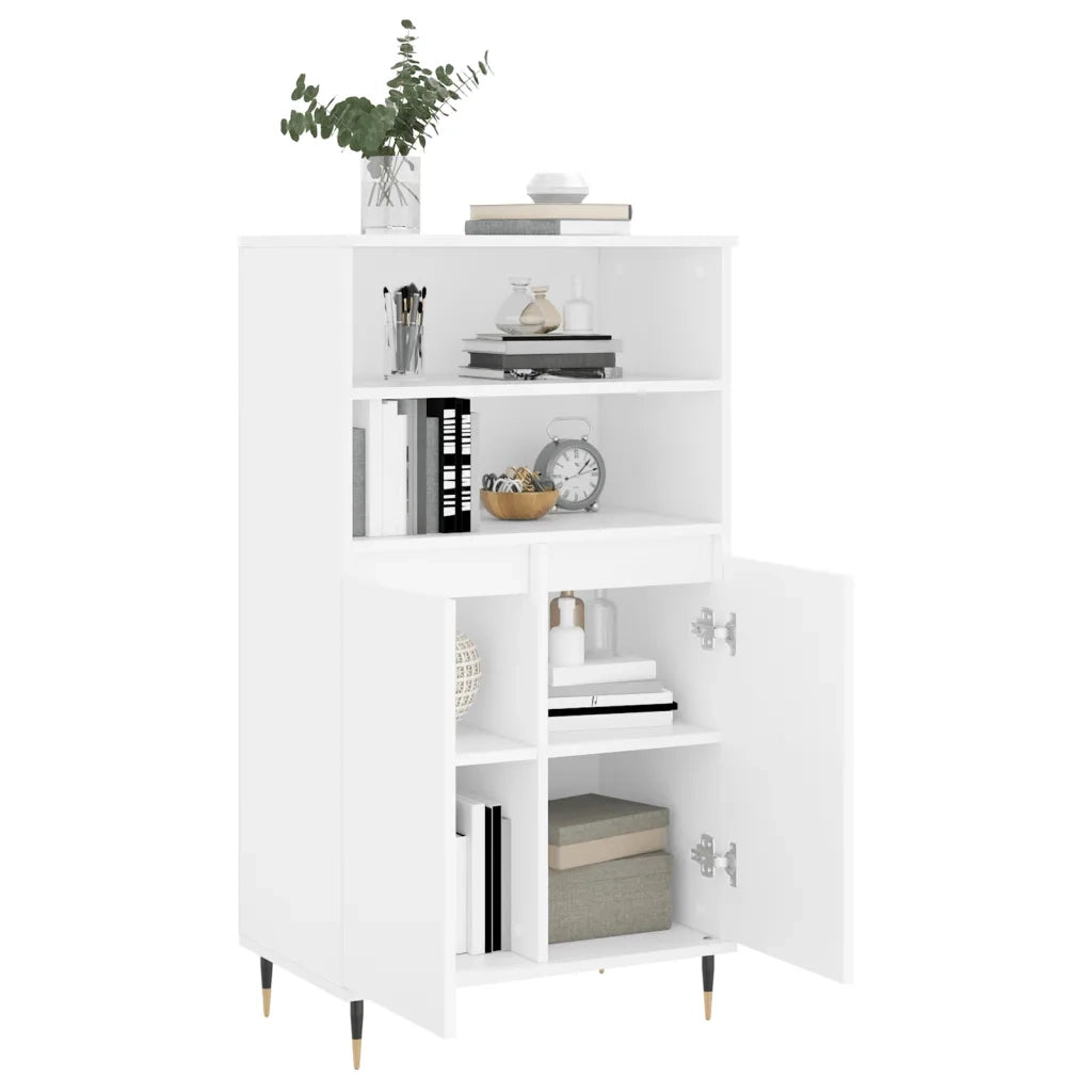 Credenza Alta Bianca 60x36x110 cm in Legno Multistrato 831476