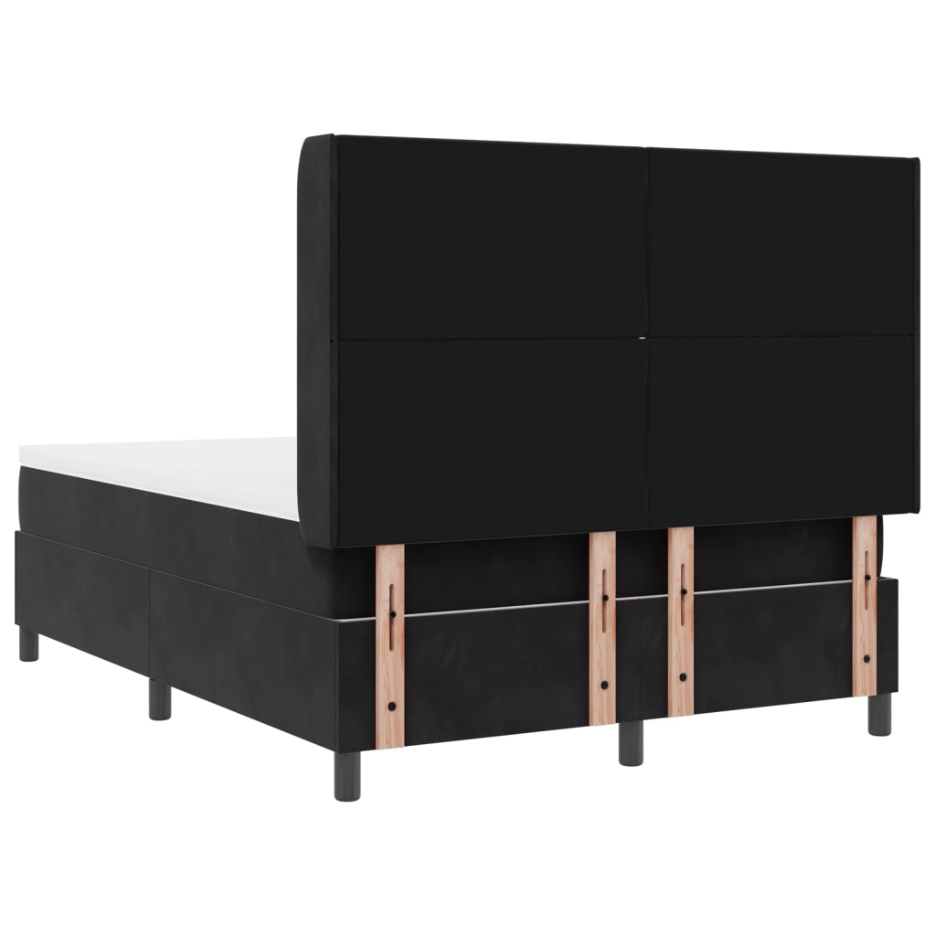 Letto Box Spring con Materasso Nero 140x200 cm Velluto