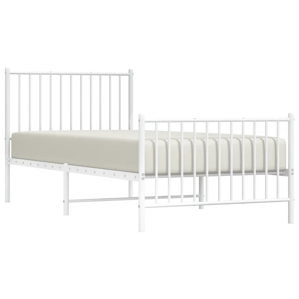 Giroletto con Testiera e Pediera Metallo Bianco 90x200 cm 350942