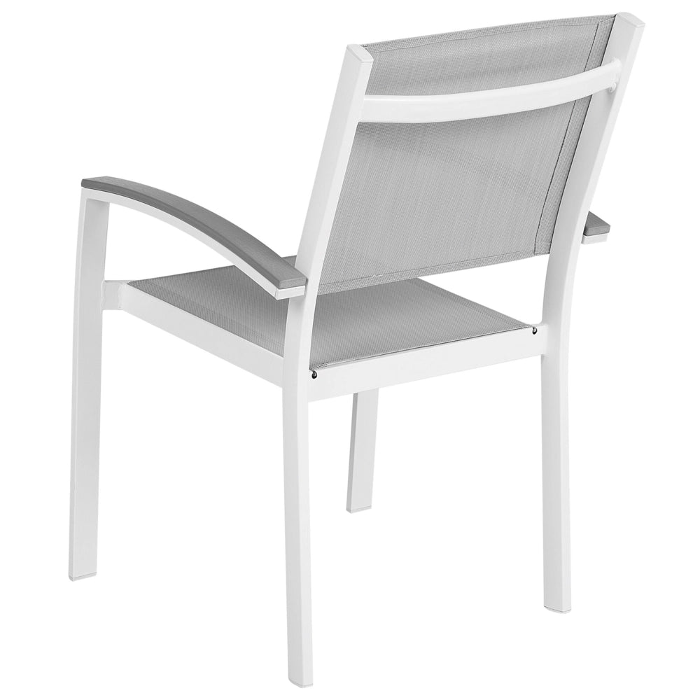 Set di 4 sedie da giardino con struttura in alluminio grigio e bianco resistente agli agenti atmosferici
