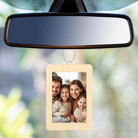 Set di 2 cornici per foto in legno per specchietti retrovisori auto - Sostegno per foto con cornice in legno - Cornici decorativi appese