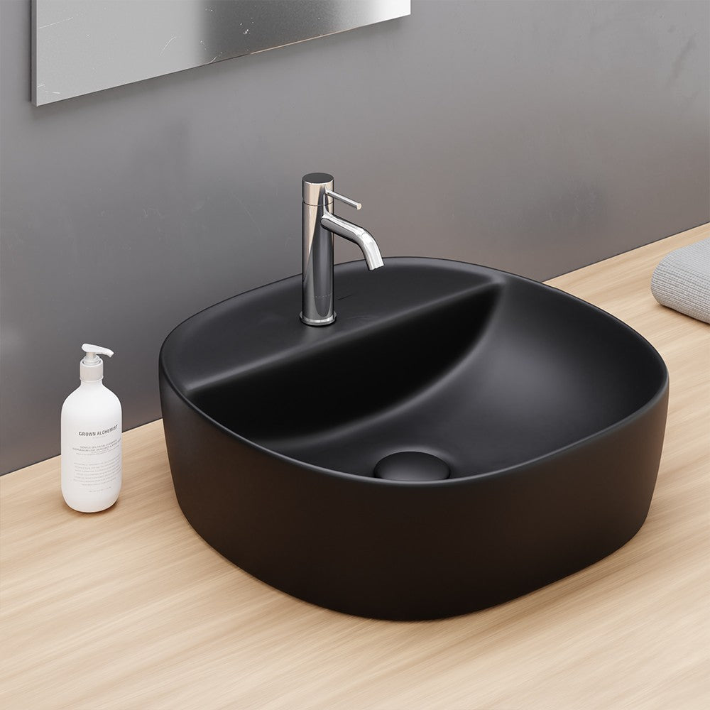 Lavabo d'appoggio nero in ceramica da 40x40 cm - Serie Nature