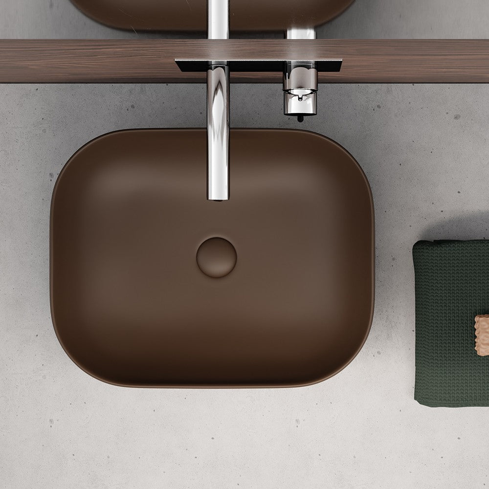 Lavabo d'appoggio marrone in ceramica da 50,5 x 40,5 cm - Serie Nature