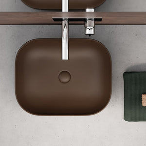 Lavabo d'appoggio marrone in ceramica da 50,5 x 40,5 cm - Serie Nature
