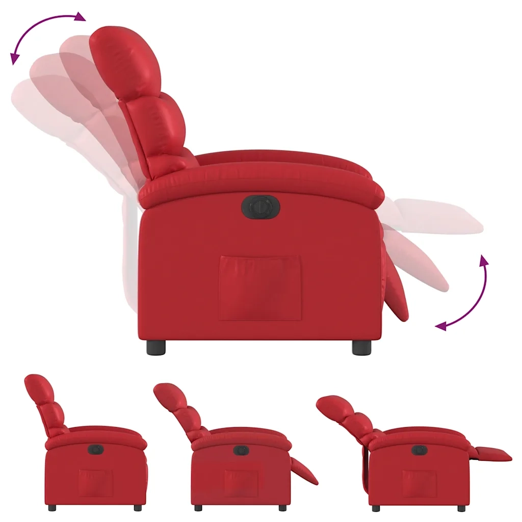 Poltrona Reclinabile Elettrica Rossa in Similpelle 3204031