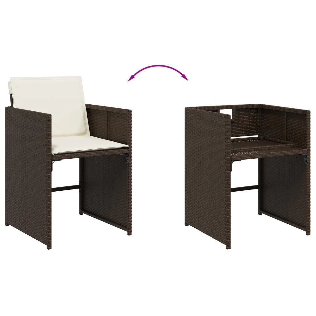 Set da Pranzo da Giardino 11 pz con Cuscini Polyrattan Marrone 3277976