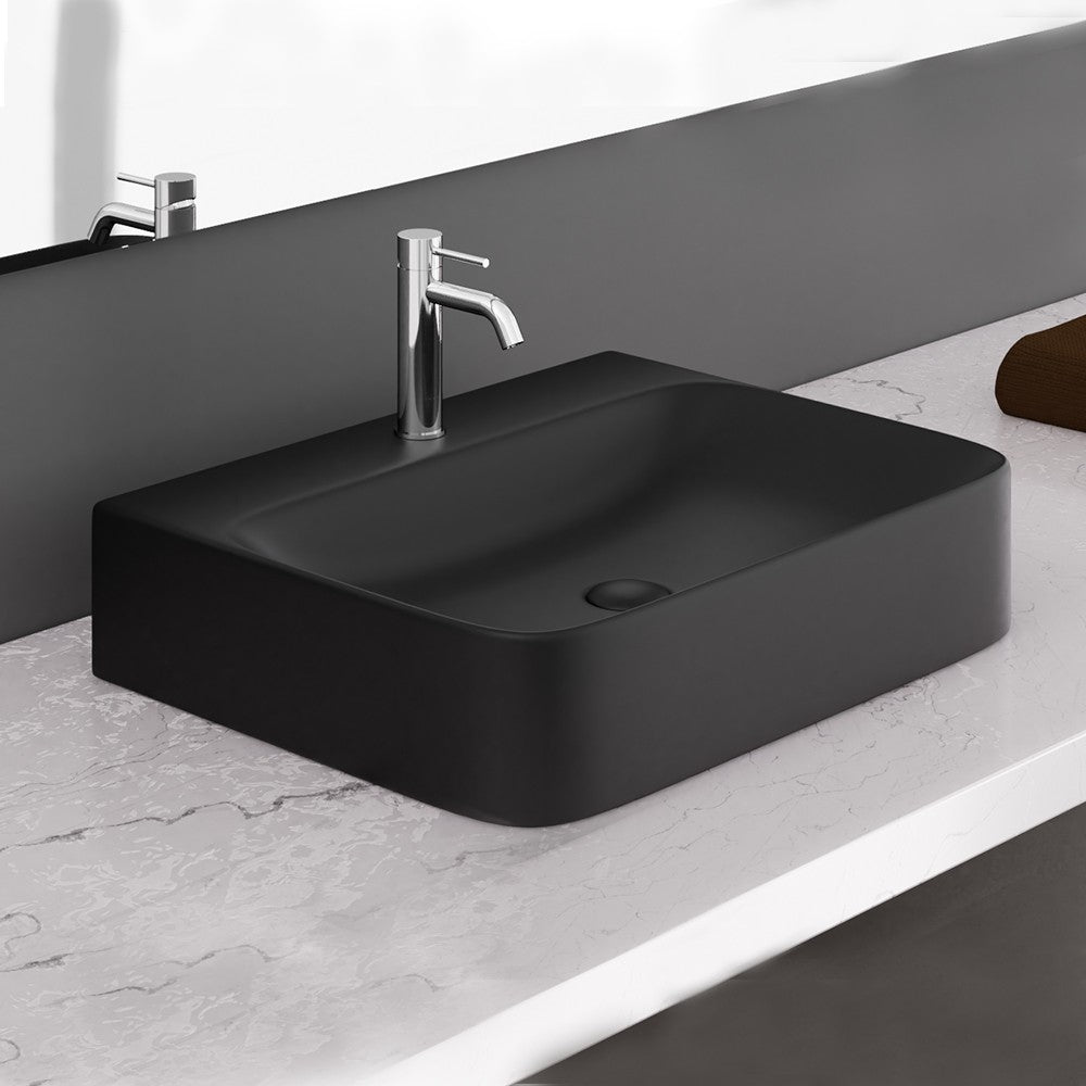 Lavabo d'appoggio nero opaco in ceramica da 60x47 cm - Serie Nordic