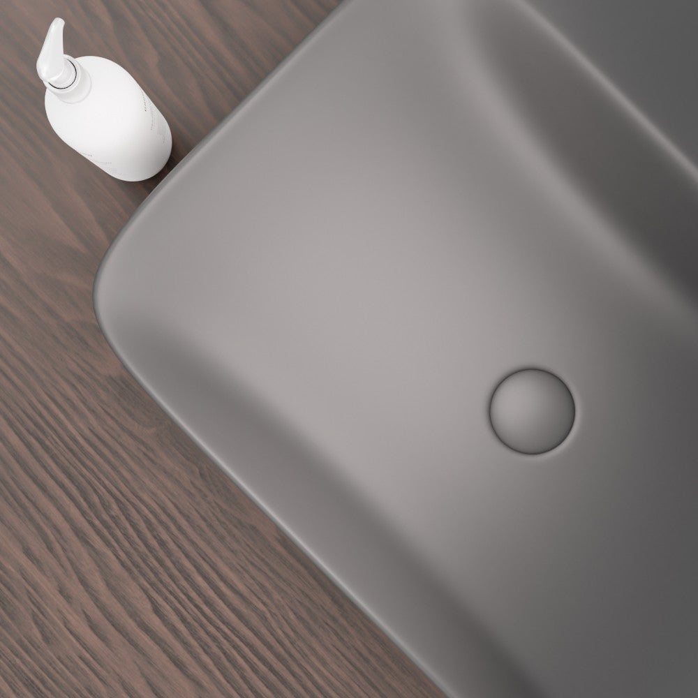 Lavabo d'appoggio grigio opaco in ceramica da 60x47 cm - Serie Nordic