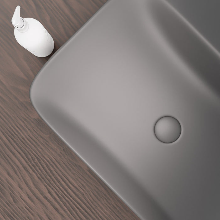 Lavabo d'appoggio grigio opaco in ceramica da 60x47 cm - Serie Nordic