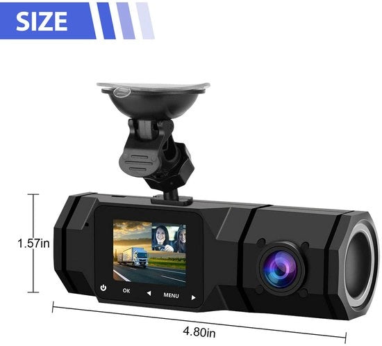 1080p Dual Camera Infrarosso Notturno Auto Dash Cam con Rilevamento di Oggetti in Movimento