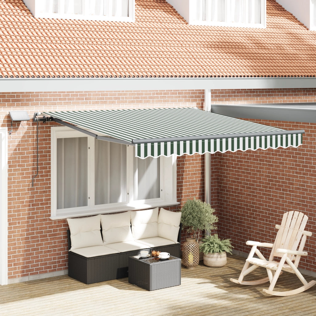 Tenda retrattile manuale con LED Verde e Bianco 350x250 cm