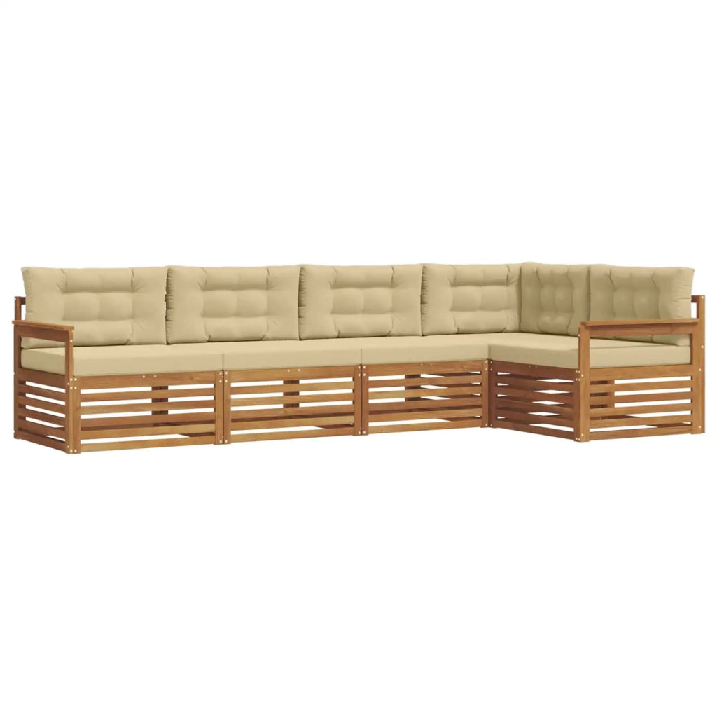 Set di divani da esterno con cuscino 5 pcs Naturale e Beige