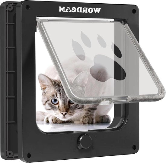 Porta per Gatti da Esterno (Dimensioni Esterne 25,7 x 22,5cm) - Porta per Animali da Interno e Esterno con Chiusura a 4 Vie Bloccabile per Porte - Adatta per Gatti, Gattini e Cane