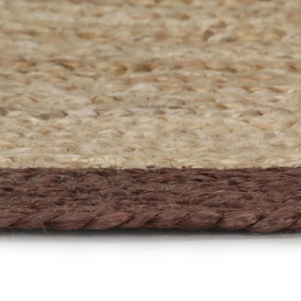 Tappeto Lavorato a Mano in Juta con Bordo Marrone 90 cm 133683