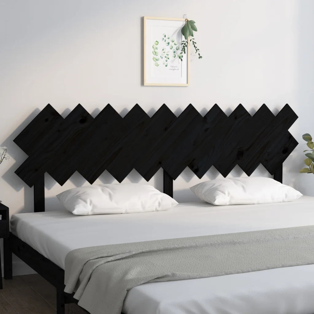 Testiera per Letto-Testata-Testiera Decorativa Nera 196x3x80,5 cm in Legno Massello di Pino