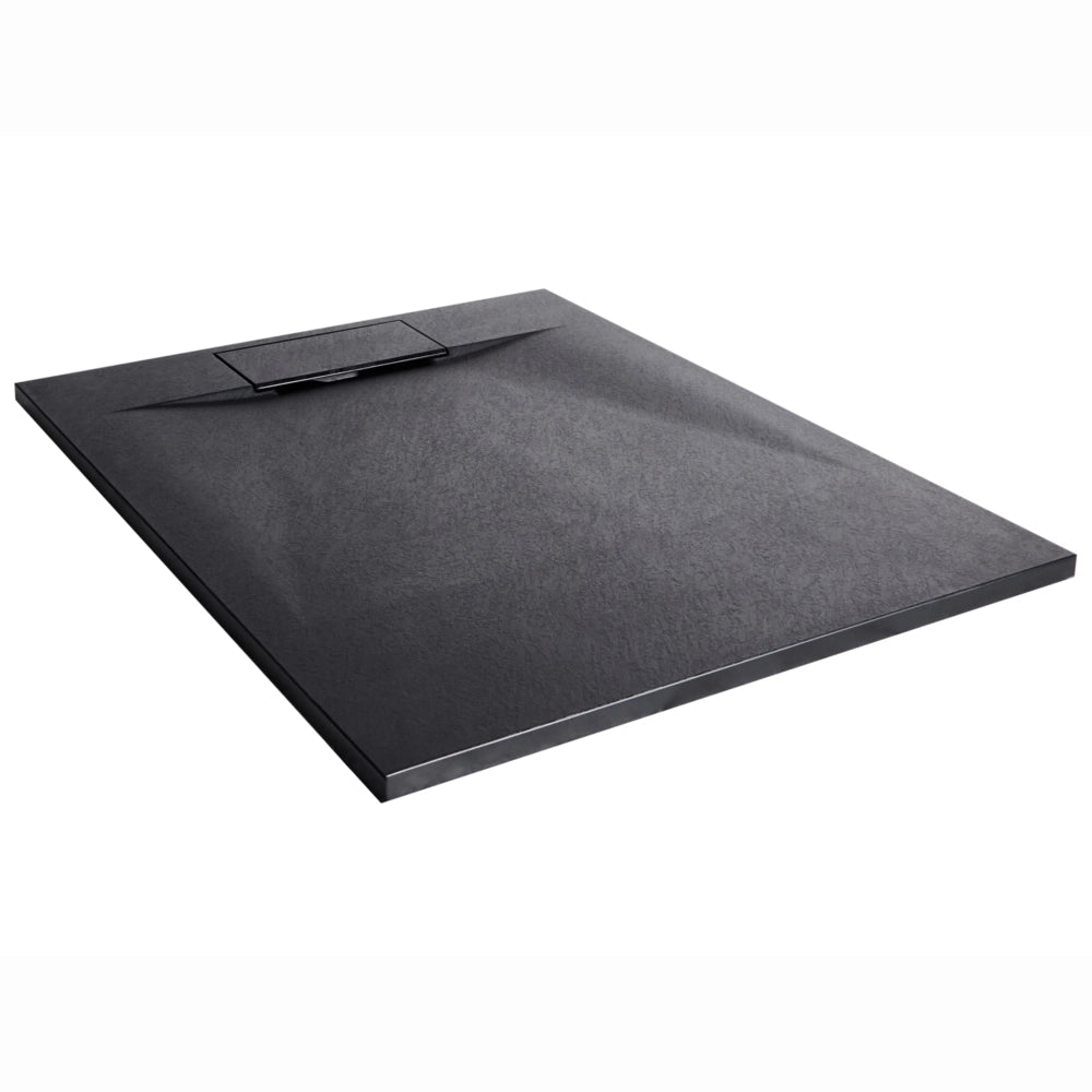 Piatto doccia con scarico nero SMC 80 x 100 x 3 cm effetto pietra naturale minimalista