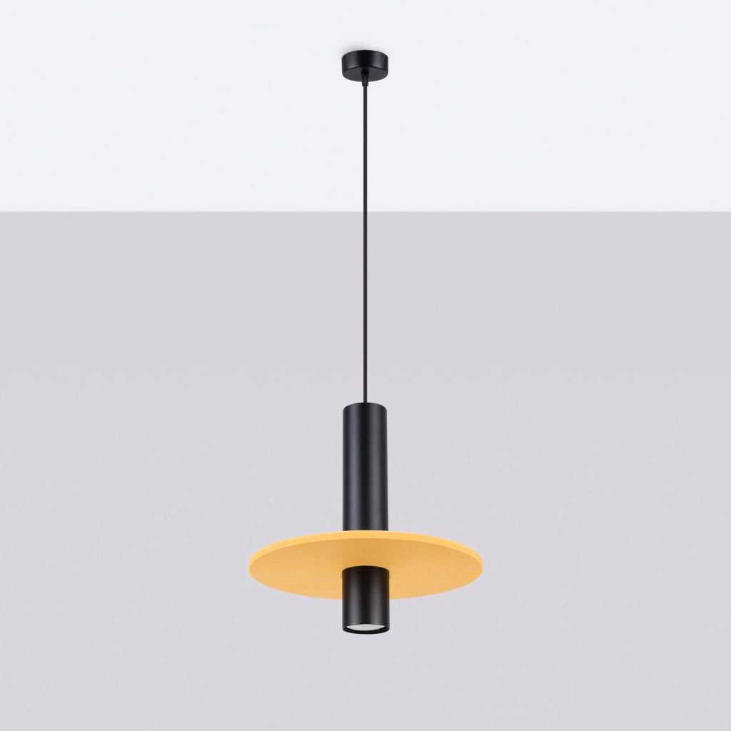 Lampada a sospensione PELTA 1 nero/giallo