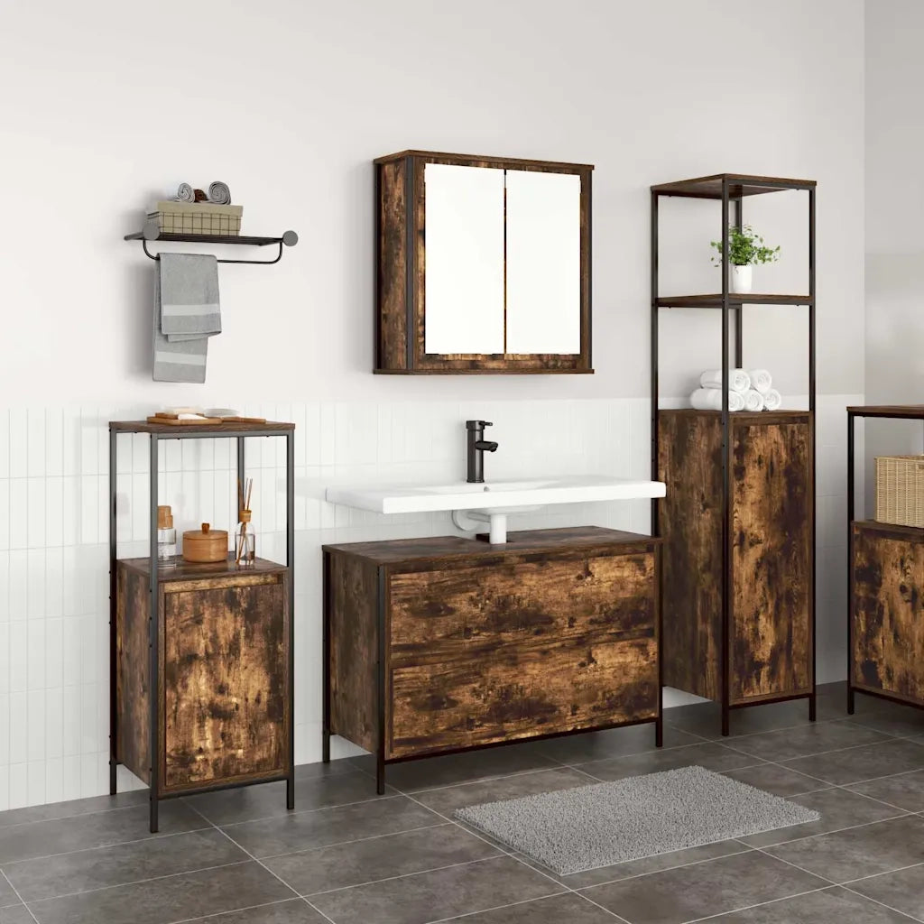 Set di mobili per il bagno 3 pcs Rovere fumé Legno multistrato 3328361
