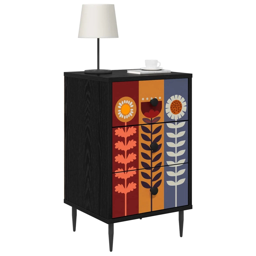 Armadio da Notte ESSEN 2 pz Rovere Nero 36 x 33 x 61 cm 8007336