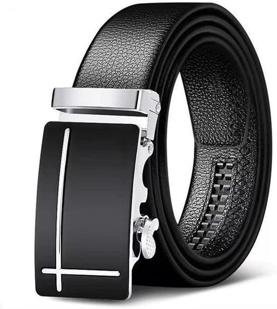 Raccordo automatico chiusura lampo uomo nero pelle artistica, raccordo uomo chiusura lampo automatico, adatto per borse e jeans, forma incrociata argento
