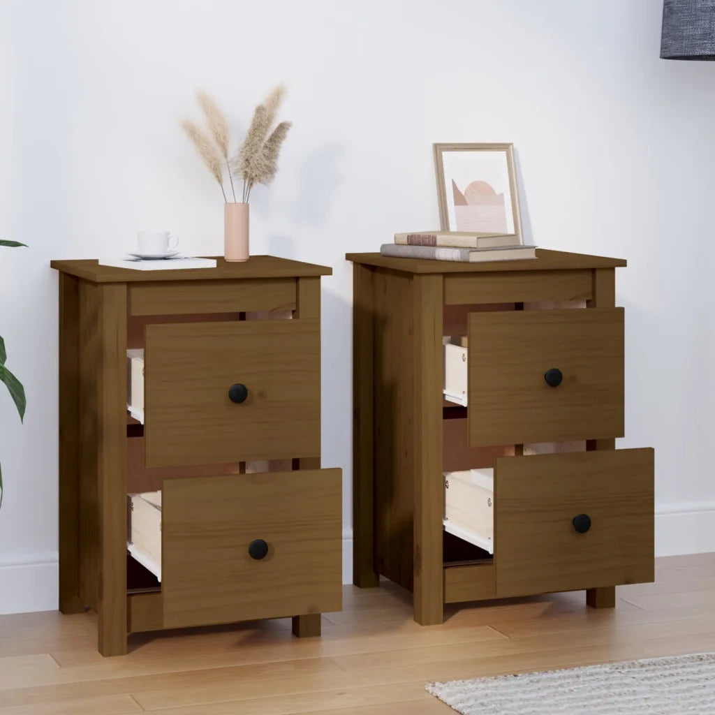 Comodini 2 pz ambra 40x35x61,5 cm in Legno Massello di Pino 820953