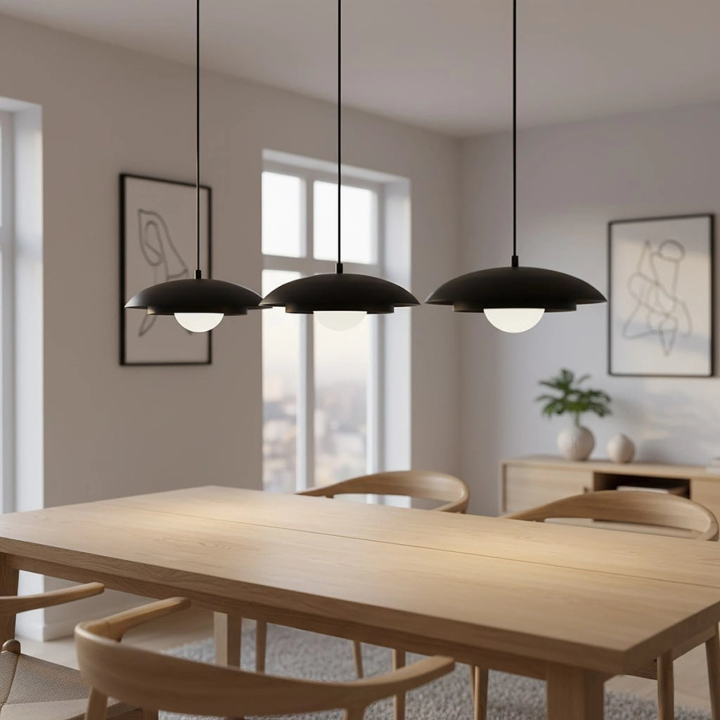 Lampada a sospensione SKIN in acciaio nero e vetro