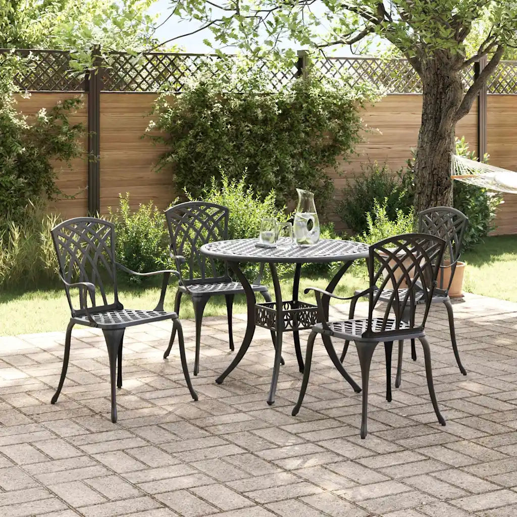 Set da Pranzo per Giardino 5 pcs Nero Alluminio 3334717