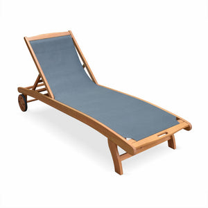 Set di 2 lettini multiposizione in legno con rotelle, antracite