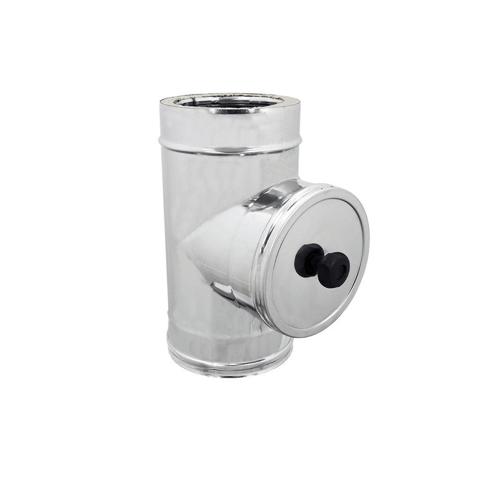 Modulo di ispezione inox t 90° doppia parete di 80 - de 130 mm