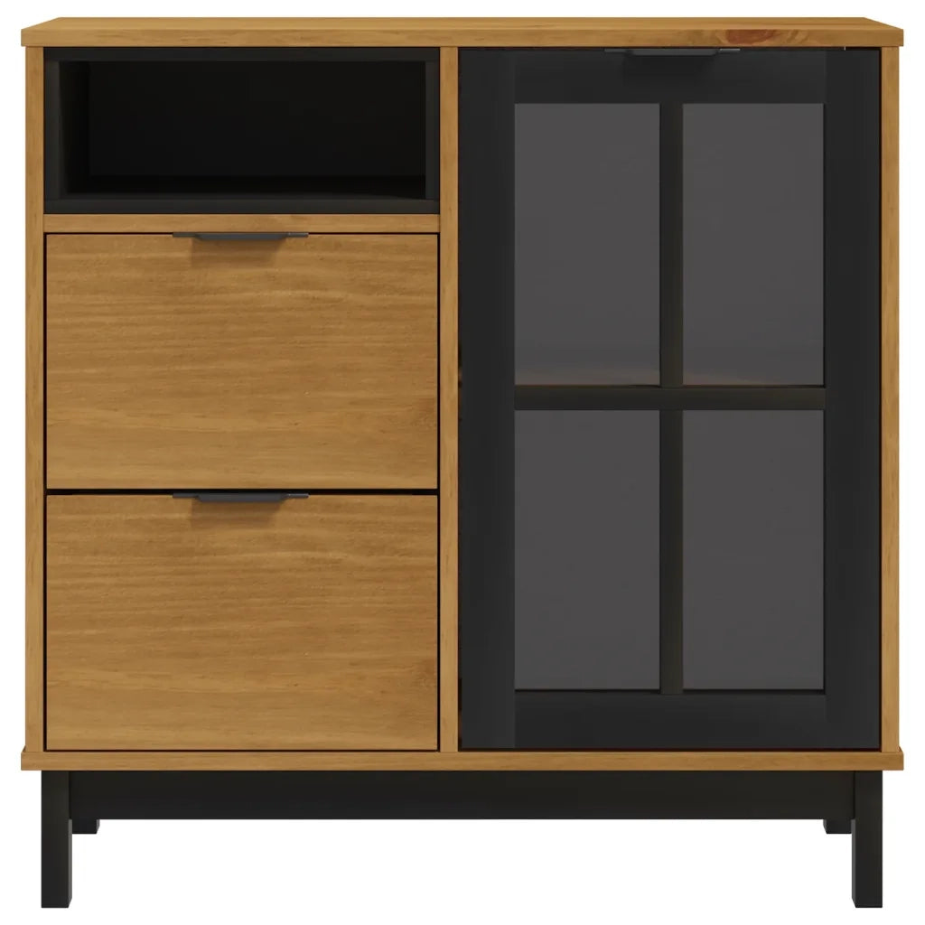 Credenza con Anta-Buffet-Armadio da cucina in Vetro FLAM 80x40x80 cm Massello di Pino