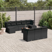 Set Divani da Giardino 11 pz con Cuscini in Polyrattan Nero 3256209