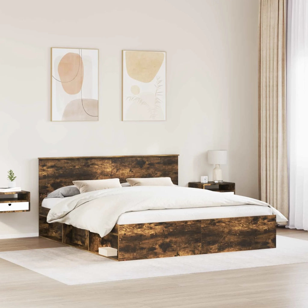 Struttura del letto Rovere fumé 200 x 200 cm Legno multistrato