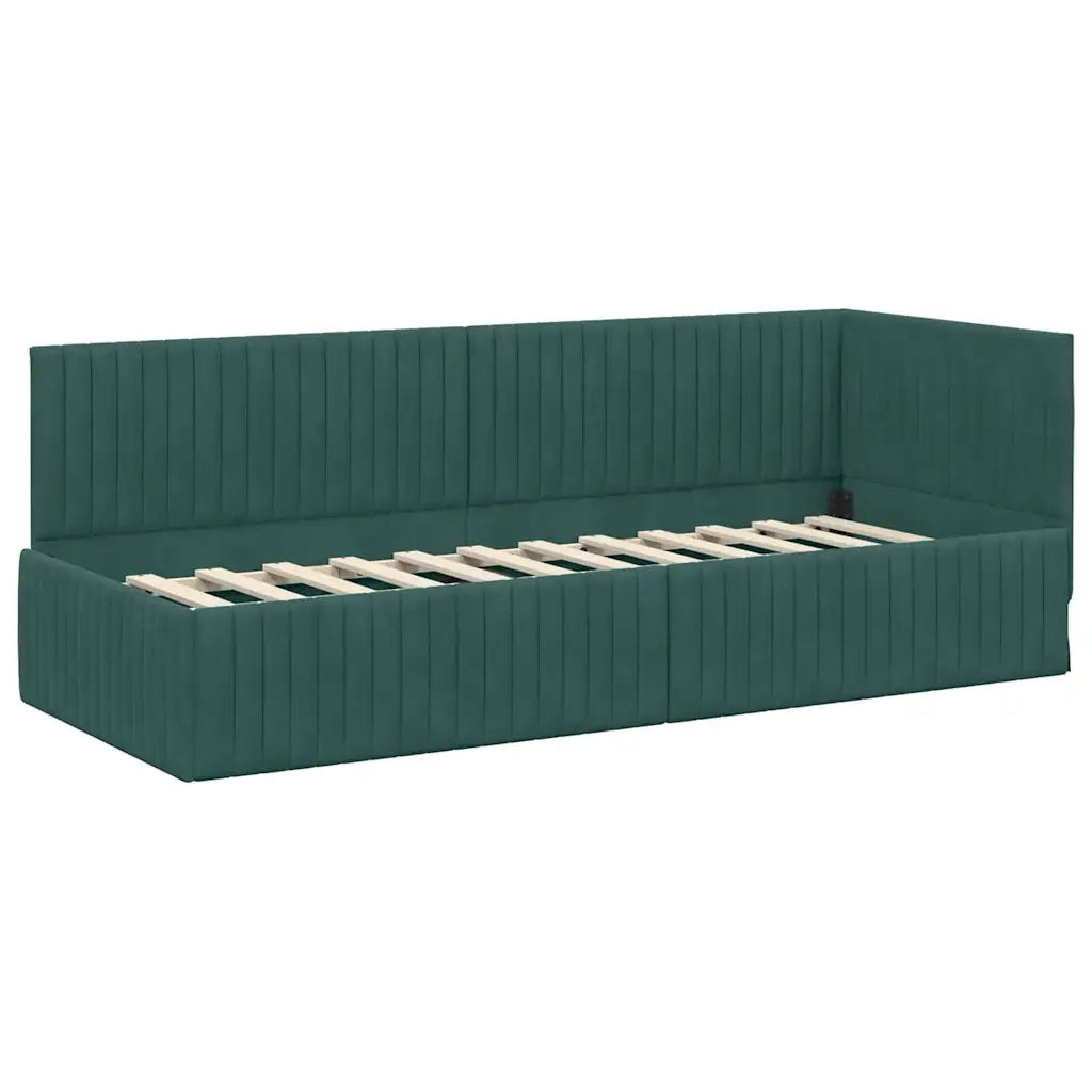 Struttura Letto Angolare con Materasso 2 pcs Verde Velluto 3393800