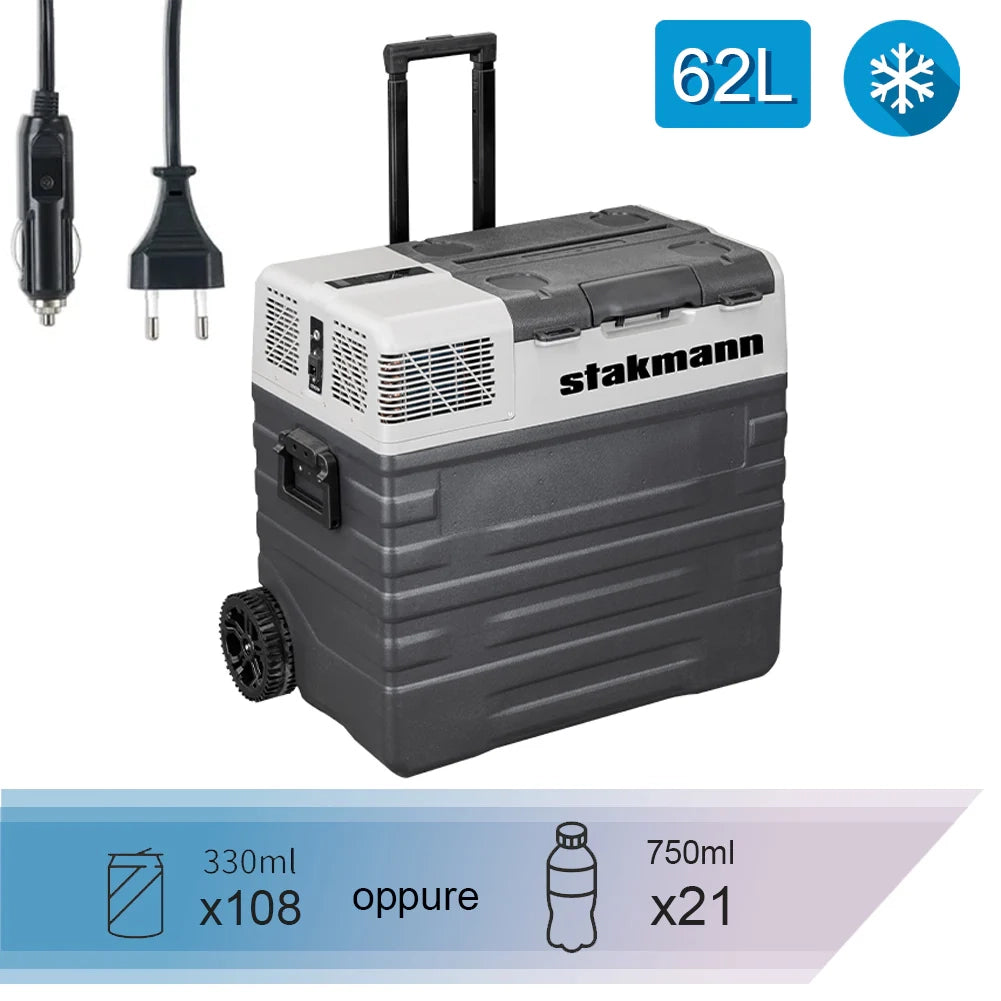 Frigorifero per Auto Barca Camper 62L con Compressore AC/DC 12V e 220V Portatile con Maniglia Grigio