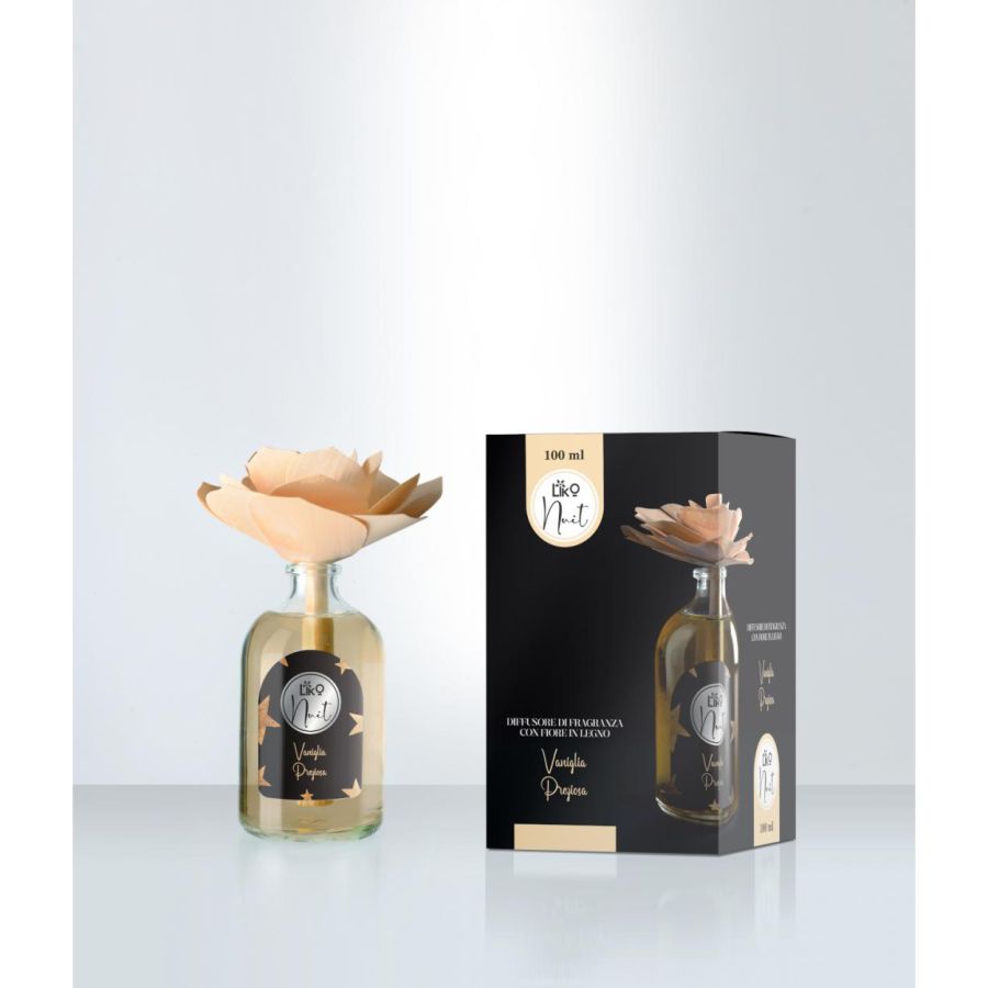 DIFFUSORE CON FIORE IN LEGNO VANIGLIA PREZIOSA 100 ML LINK NUIT MADE IN ITALY